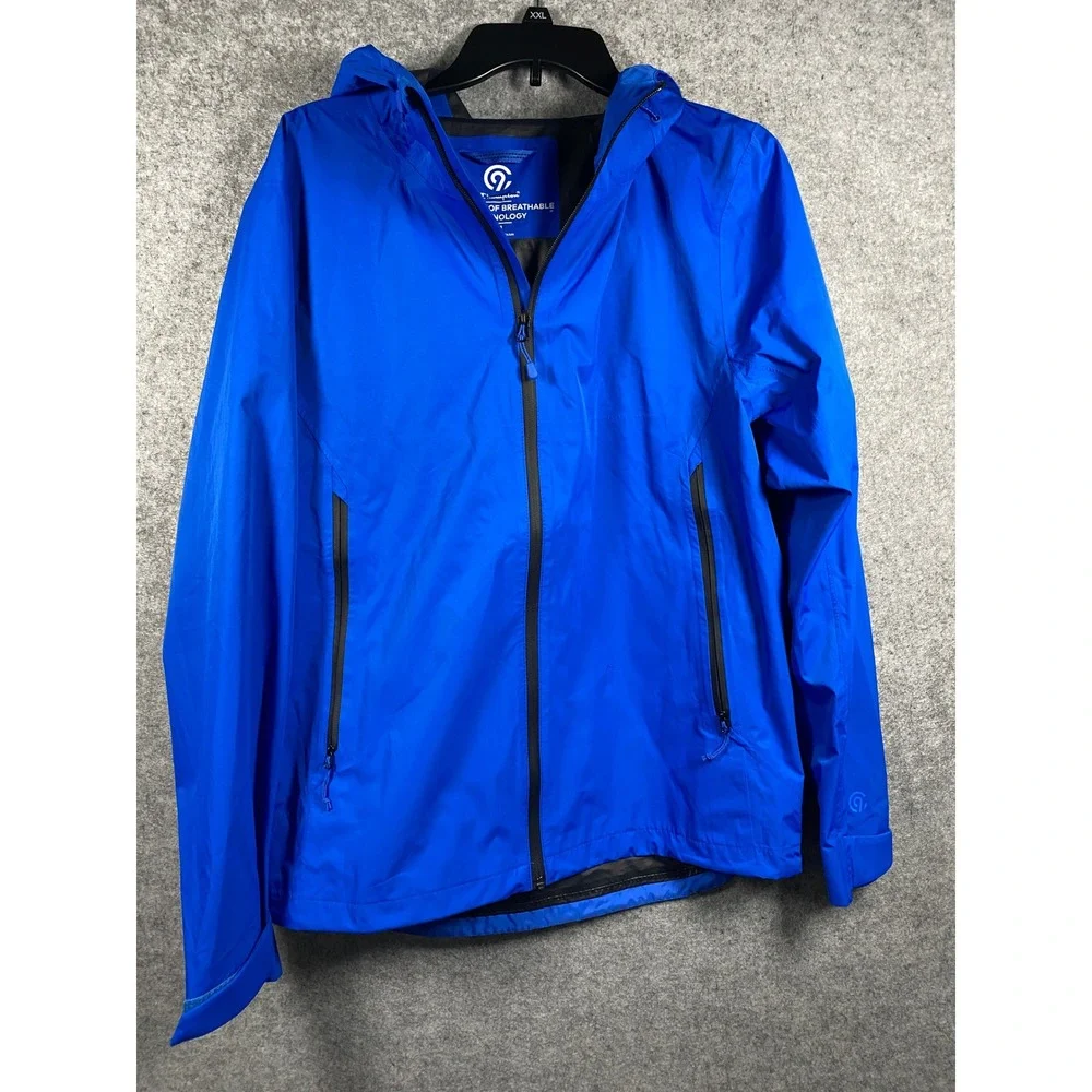 Champion‎ C9 Mens Blue Waterproof Breathable Hooded Rain Jacket Size M